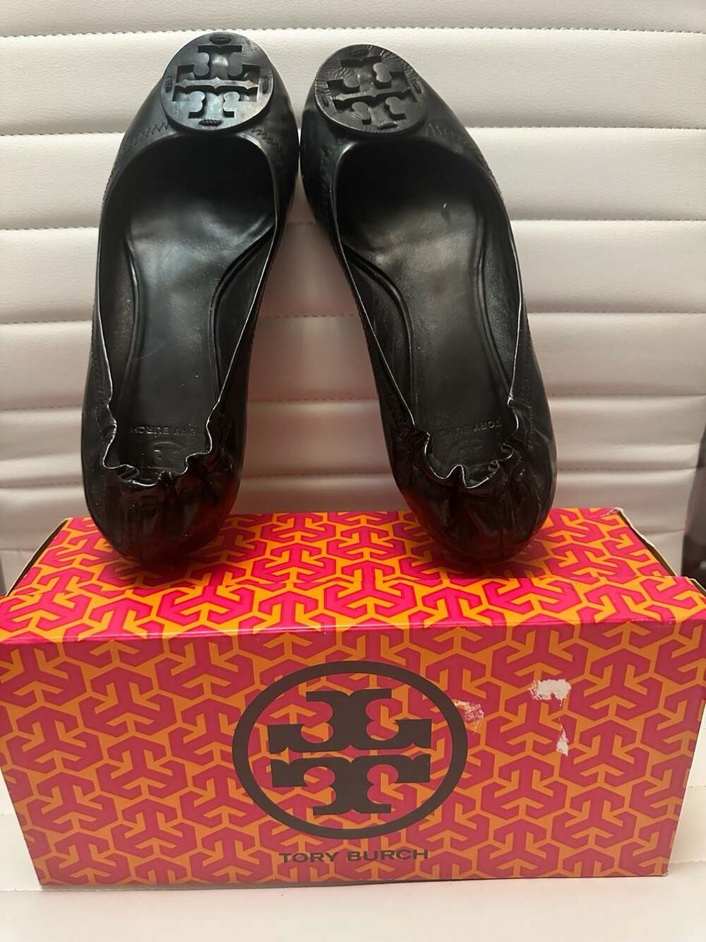 Tory Burch Patent Reva Ballet Flats Black Size 8.5